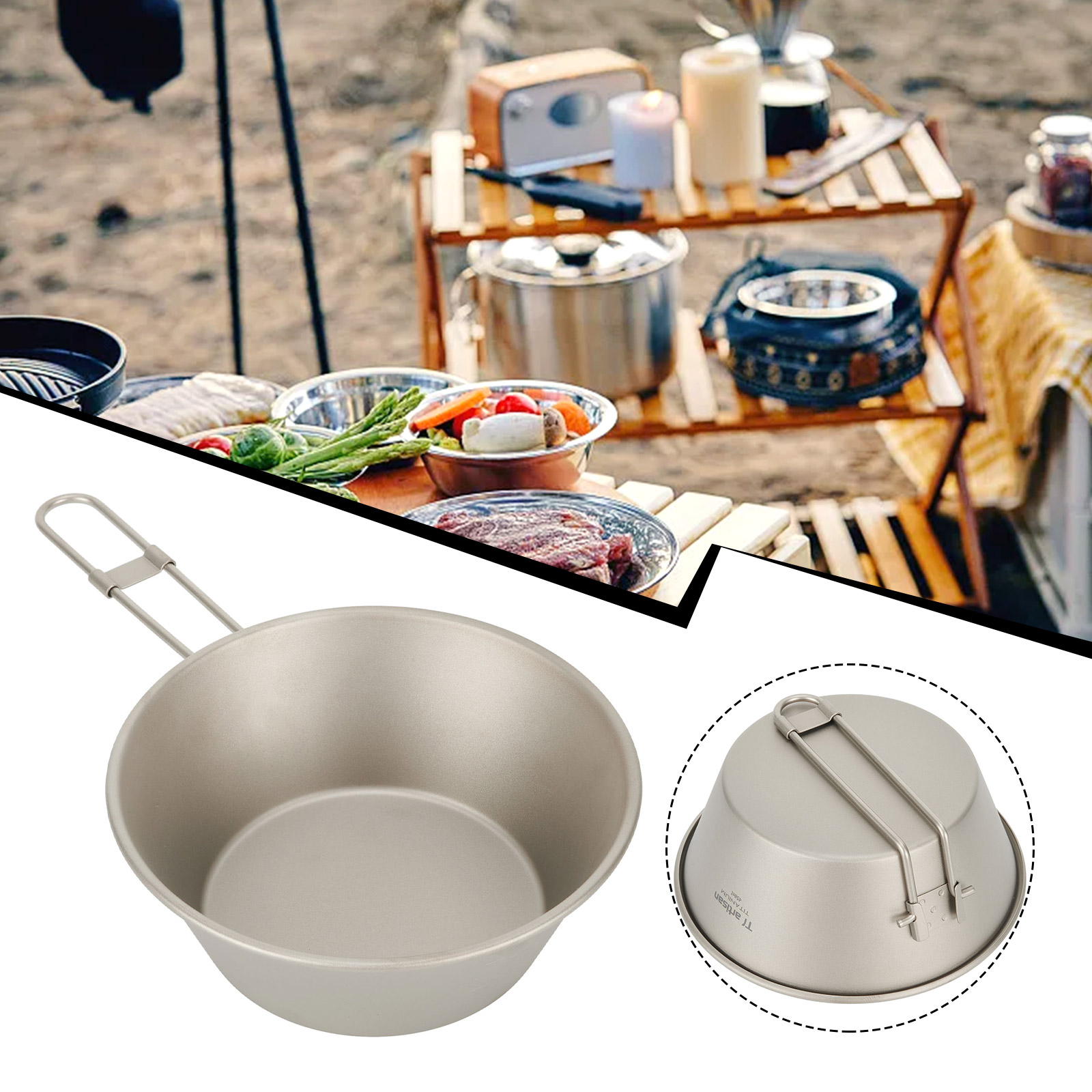 Camping Cooking Set With Bag - For Hiking Mesh Bag Camping Bowls