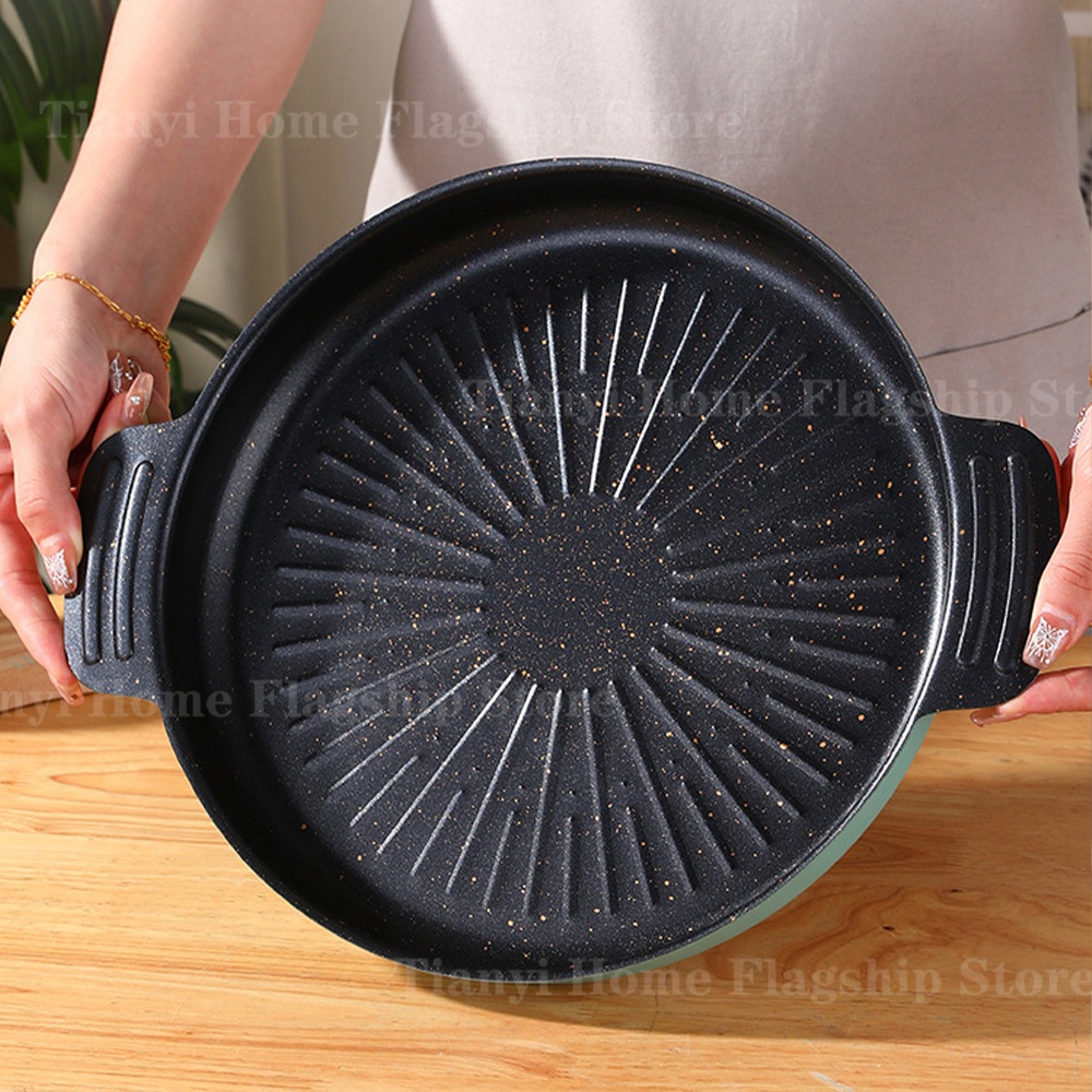 Camping Cooking Frying Pan - Grill Pan Round Non-Stick Barbecue Plate