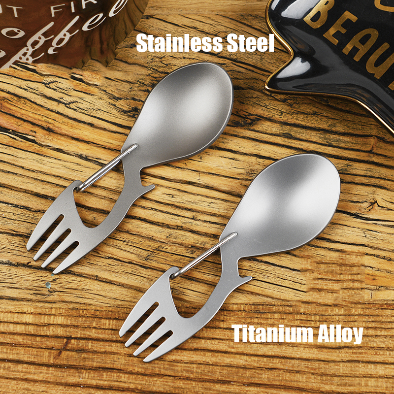Camping Cooking Cutlery Set - Multi-functional Titanium Alloy Fork Spoon Ultra-light