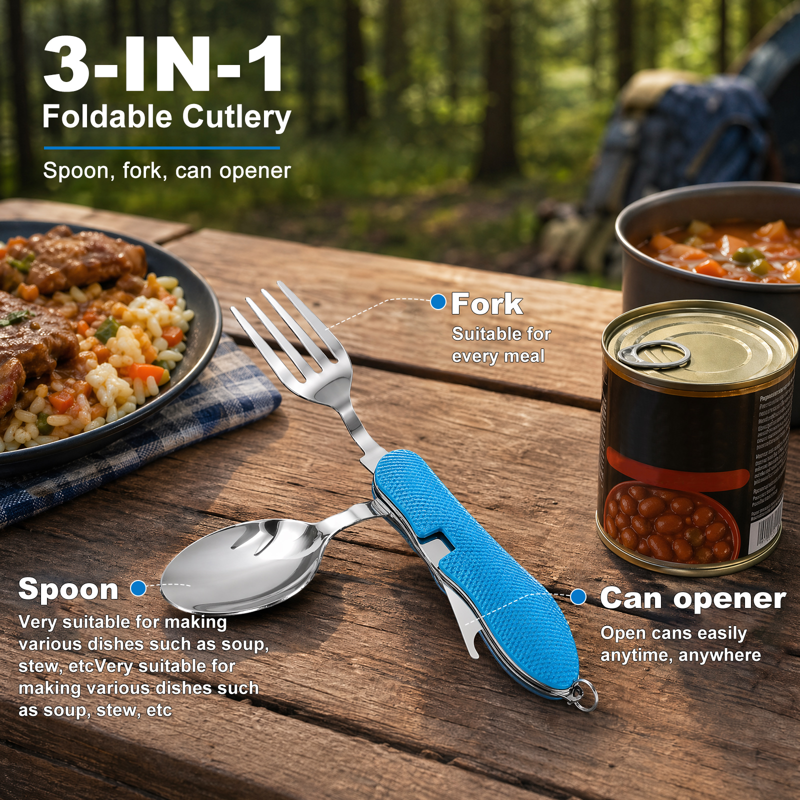 Multifunction 3 in 1 Camping U - Camping Cooking Cutlery Set บทวิจารณ์และราคา