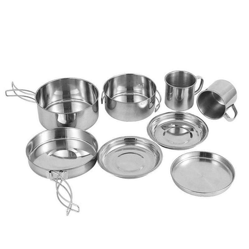 8pcs/set Stainless Steel Outdo - Camping Cooking Pack บทวิจารณ์และราคา
