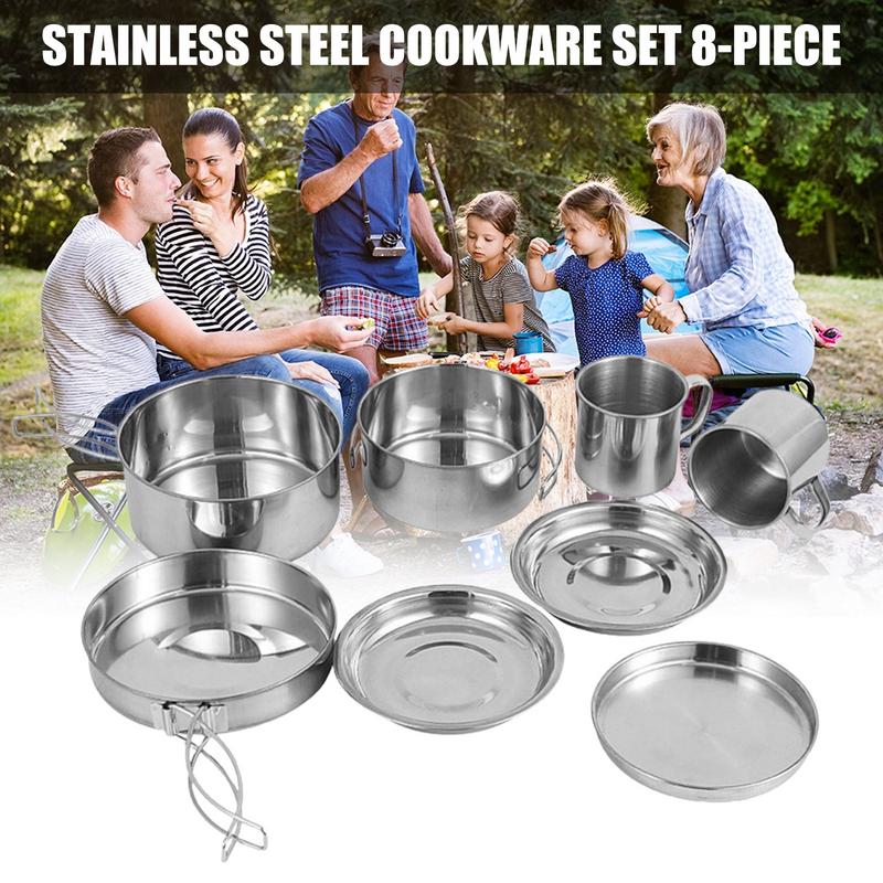 8pcs/set Stainless Steel Outdo - Camping Cooking Pack บทวิจารณ์และราคา