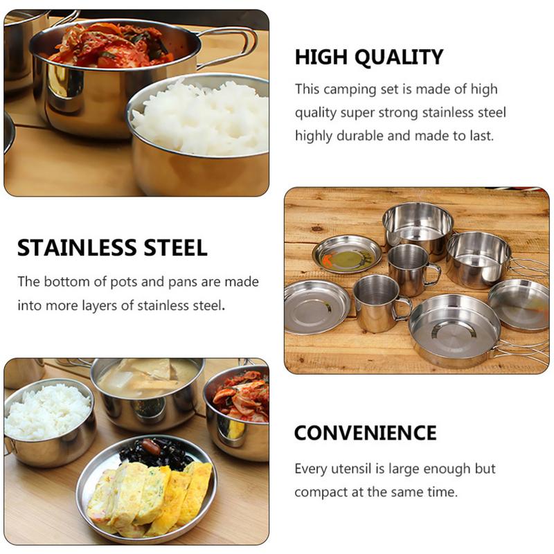 8pcs/set Stainless Steel Outdo - Camping Cooking Pack บทวิจารณ์และราคา
