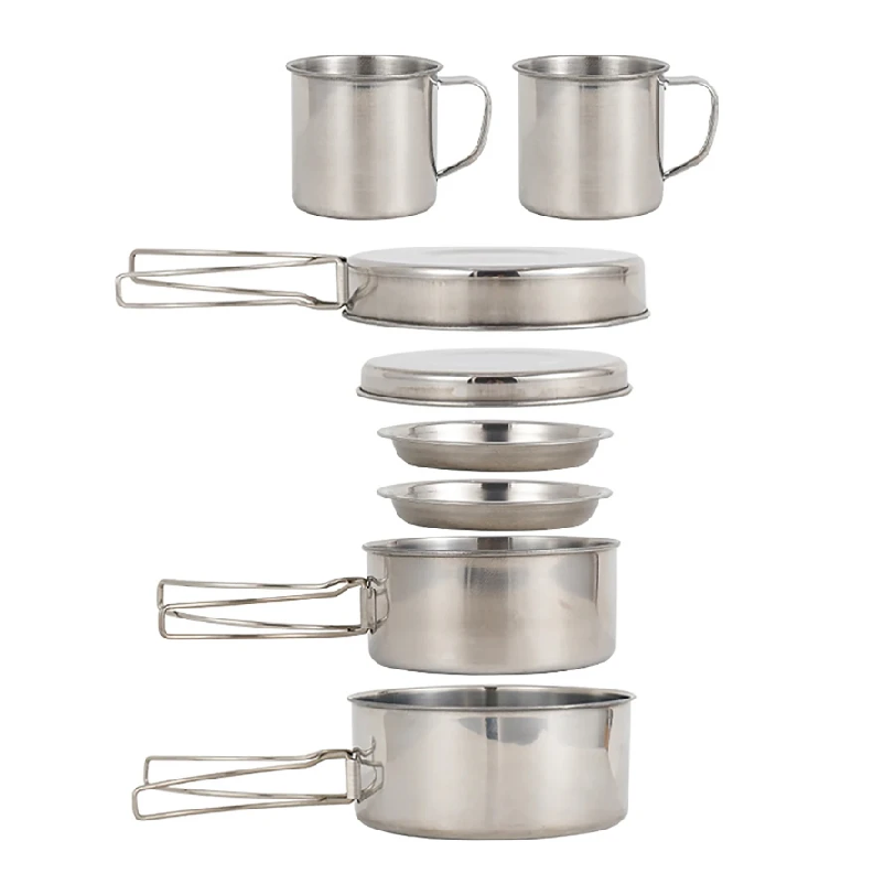 8pcs/Set Camping Cookware Mess - Camping Cooking Set With Bag บทวิจารณ์และราคา
