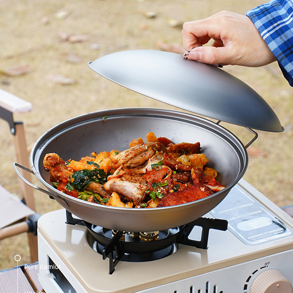 Titanium Wok Pan with Lid Doub - Camping Cooking Pots And Pans Set บทวิจารณ์และราคา
