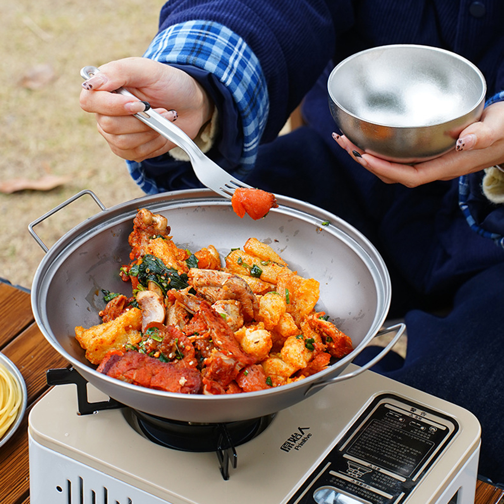 Titanium Wok Pan with Lid Doub - Camping Cooking Pots And Pans Set บทวิจารณ์และราคา