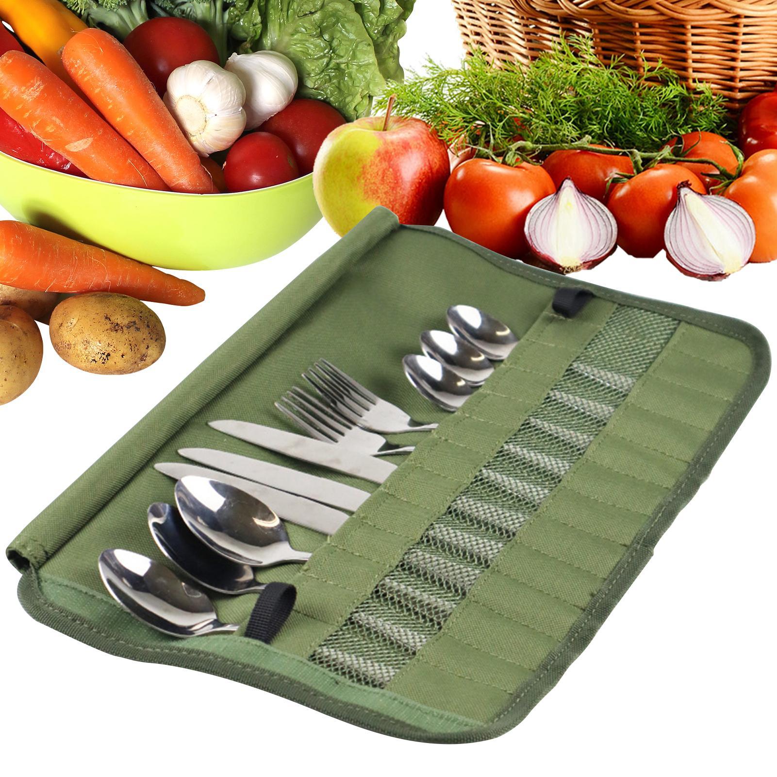 Camping Tableware Roll Bag Kit - Camping Cooking And Dining Set บทวิจารณ์และราคา