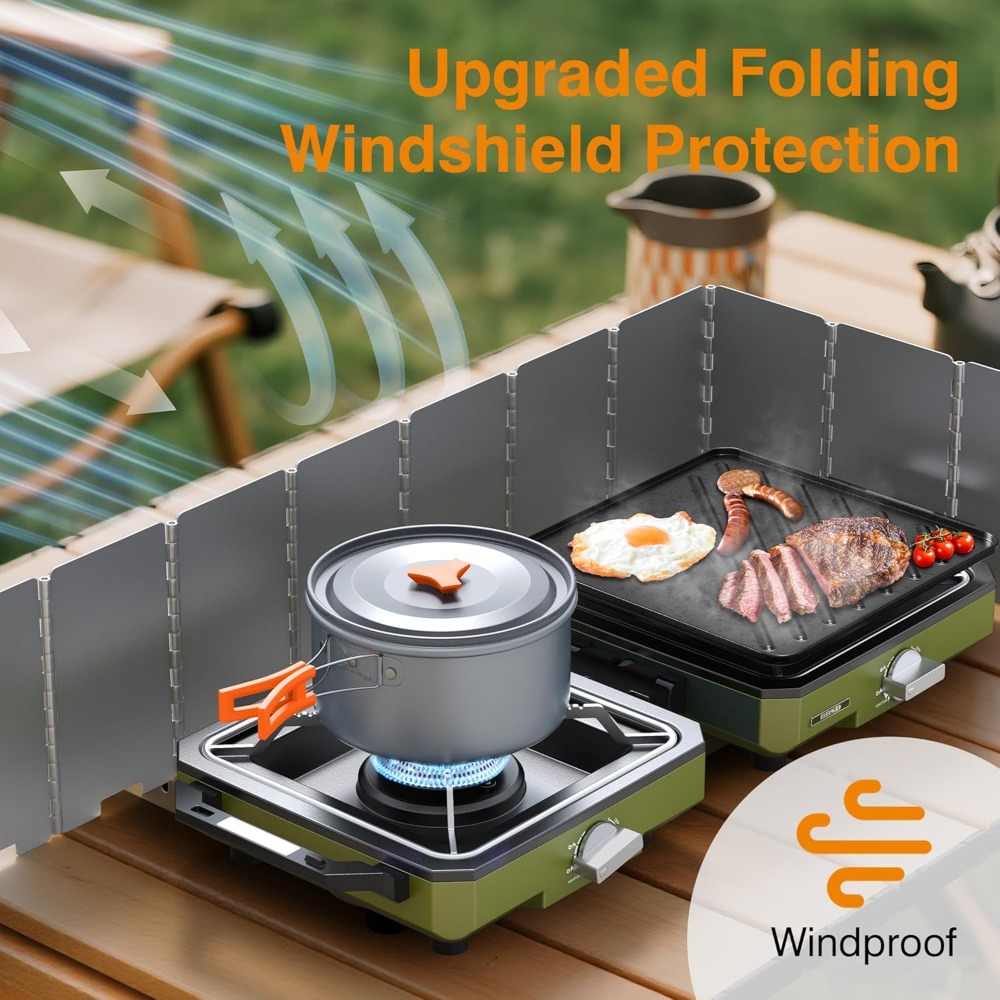 2 Burner Propane Camping Stove - Camping Cooking Frying Pan บทวิจารณ์และราคา