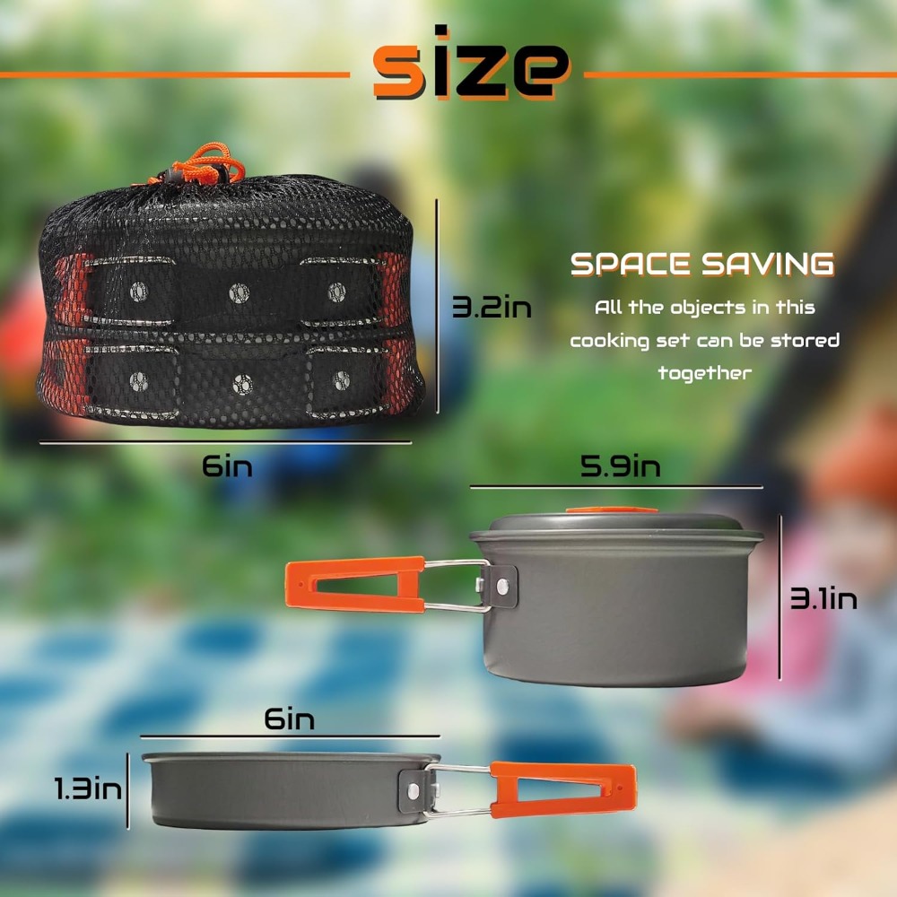 7Pcs Camping Pan Set - Backpac - Camping Cooking Pots And Pans Set บทวิจารณ์และราคา