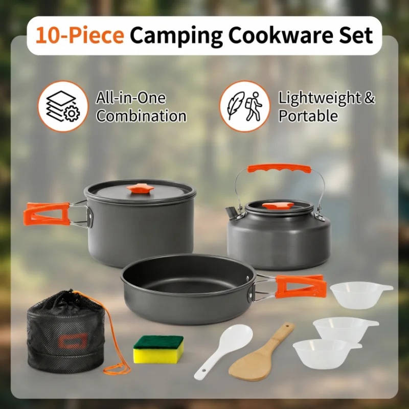 10PCS Ultralight Aluminum Camp - Camping Cooking One Pot บทวิจารณ์และราคา