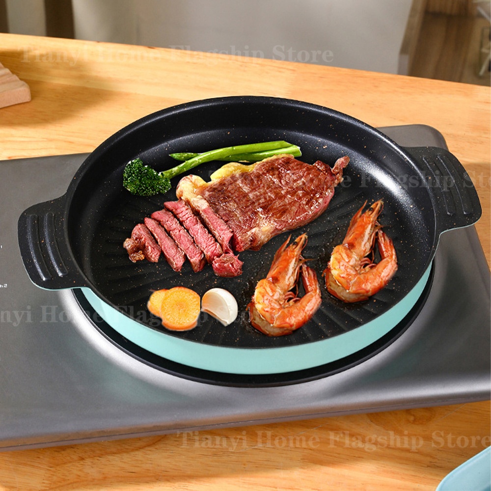 Grill Pan Round Non-Stick Barb - Camping Cooking Frying Pan บทวิจารณ์และราคา