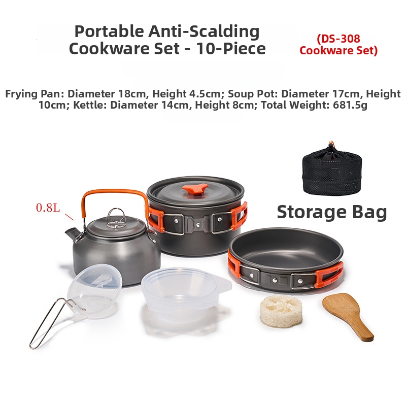 Portable Outdoor Camping 10Pcs - Camping Cooking Set Ds 308 บทวิจารณ์และราคา