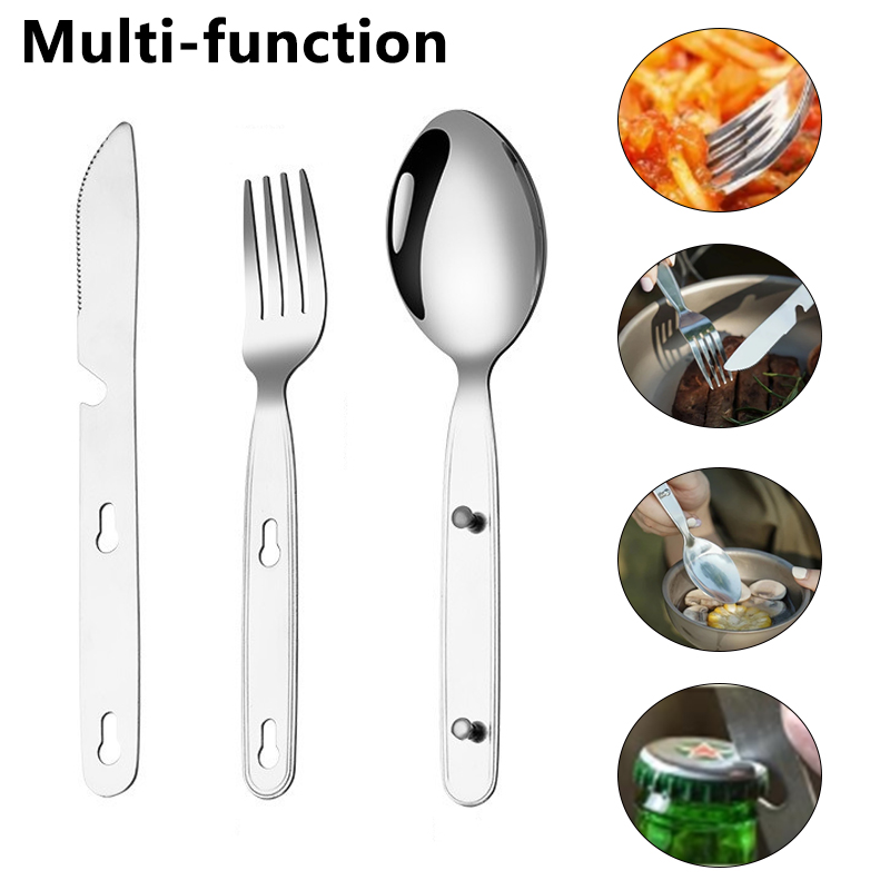 3pcs/set Folding Spoon Fork Kn - Camping Cooking Cutlery Set บทวิจารณ์และราคา