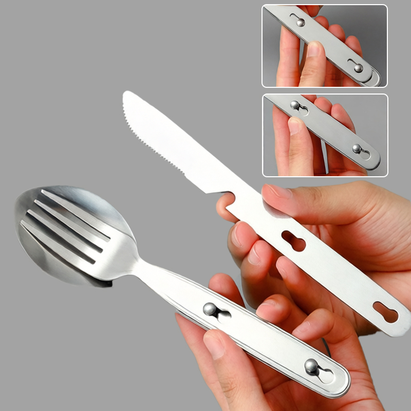 3pcs/set Folding Spoon Fork Kn - Camping Cooking Cutlery Set บทวิจารณ์และราคา