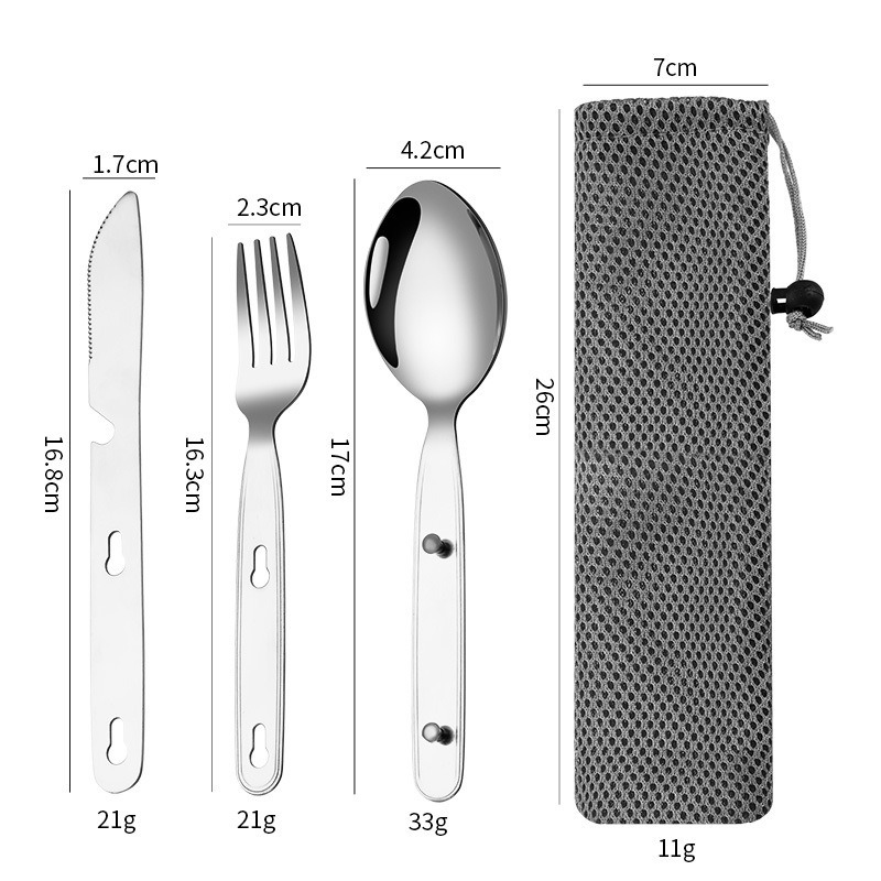 3pcs/set Folding Spoon Fork Kn - Camping Cooking Cutlery Set บทวิจารณ์และราคา