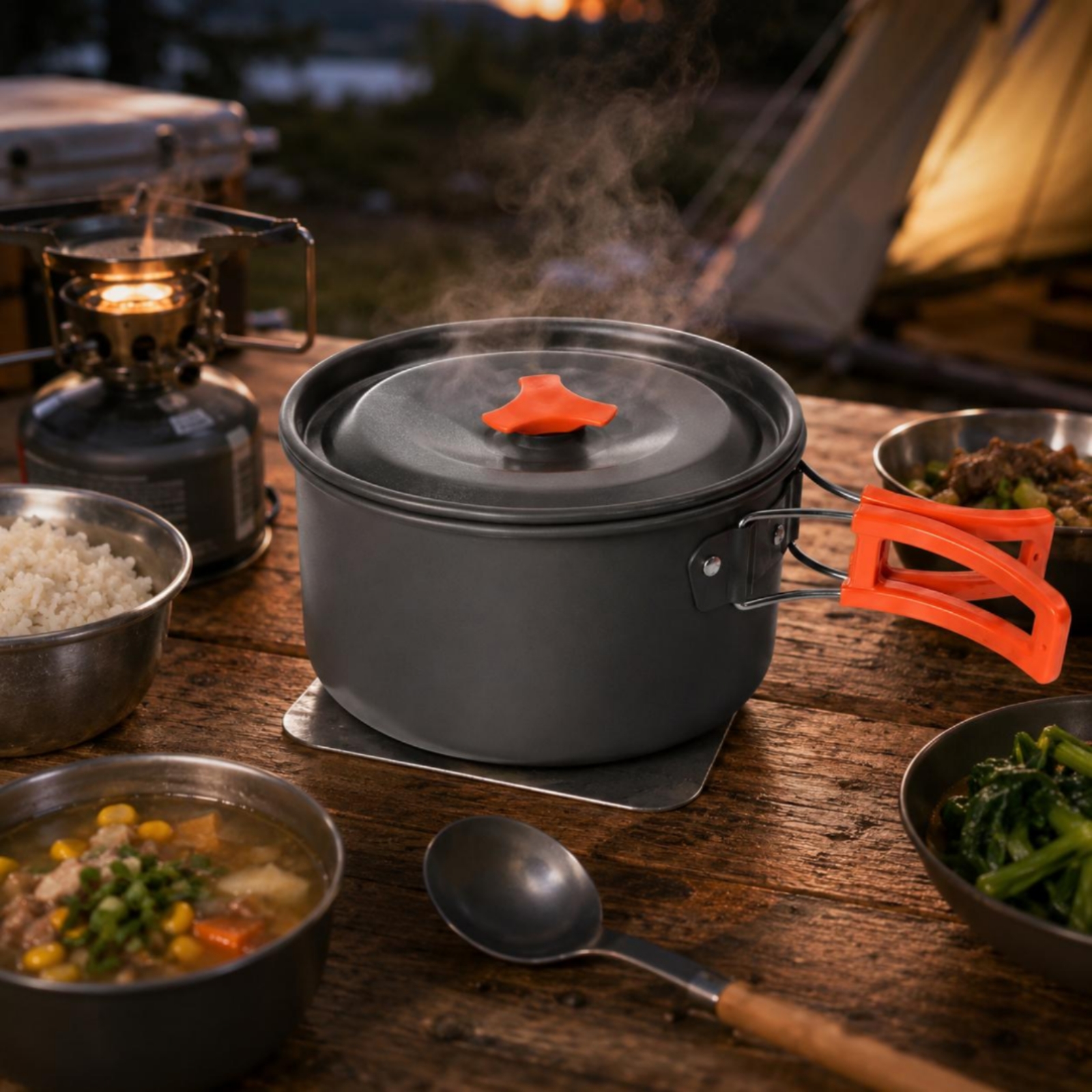Camping Pot Set Compact Campin - Camping Cooking Pots And Pans Set บทวิจารณ์และราคา