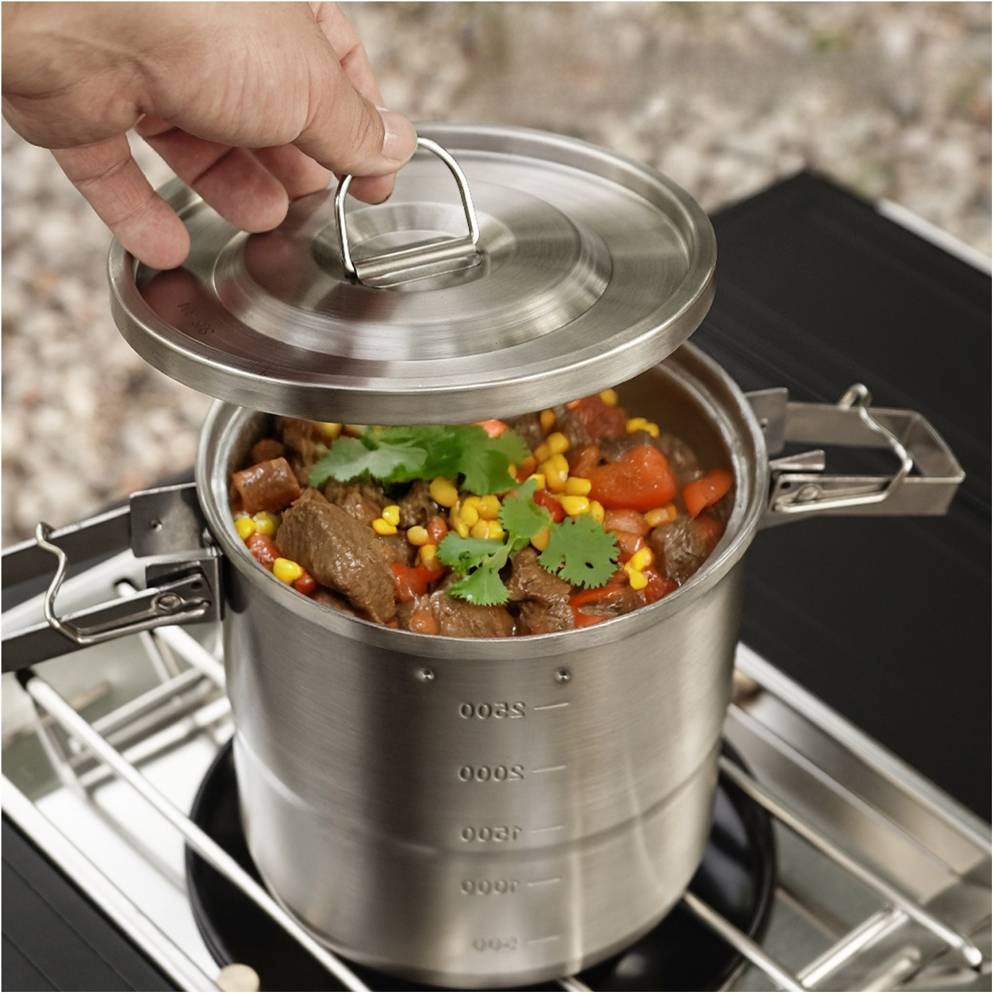 Outdoor 304 stainless steel po - Camping Cooking Pots And Pans Set บทวิจารณ์และราคา