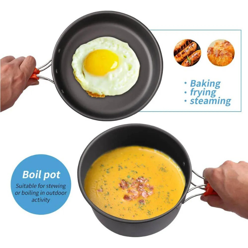 Camping Cooking Set, Outdoor K - Camping Cooking Set With Bag บทวิจารณ์และราคา