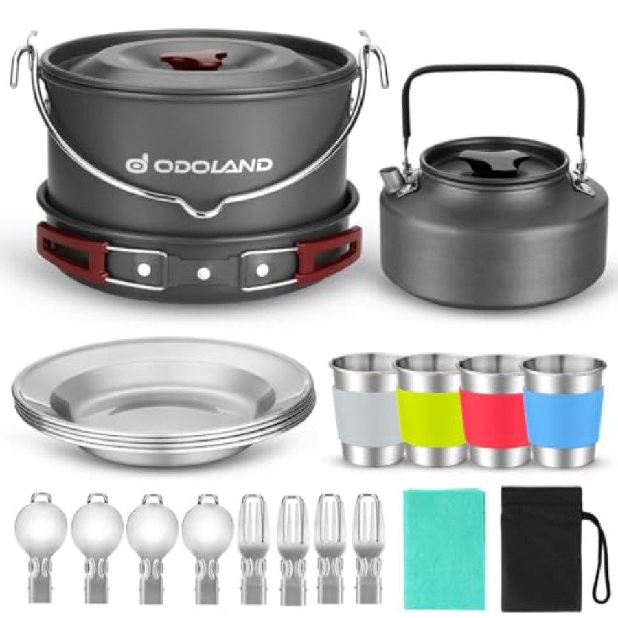 22pcs Camping Cookware Mess Ki - Camping Cooking Pots And Pans Set บทวิจารณ์และราคา