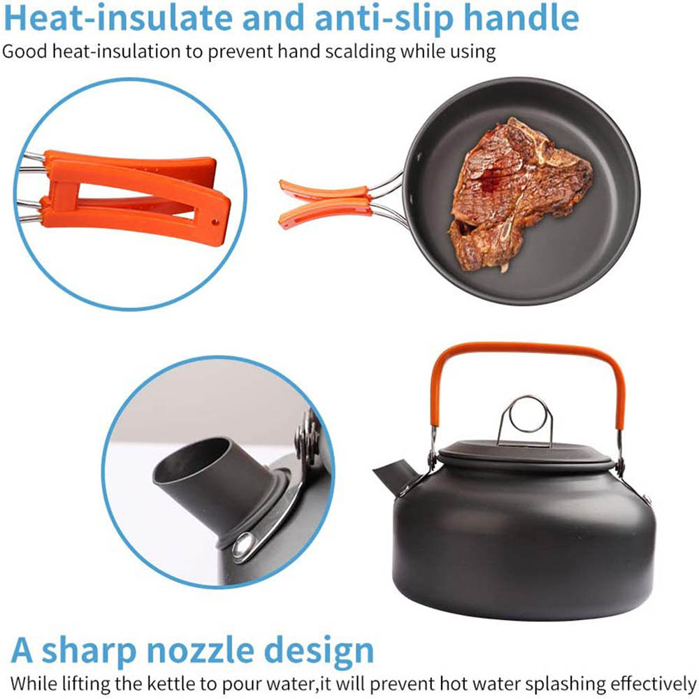 1pcs/1set Camping Cookware Kit - Camping Cooking Set With Bag บทวิจารณ์และราคา