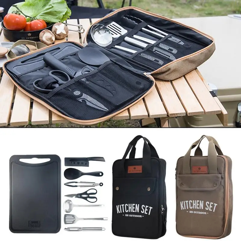 8pcs Camping Kitchen Cookware  - Camping Cooking Cutlery Set บทวิจารณ์และราคา