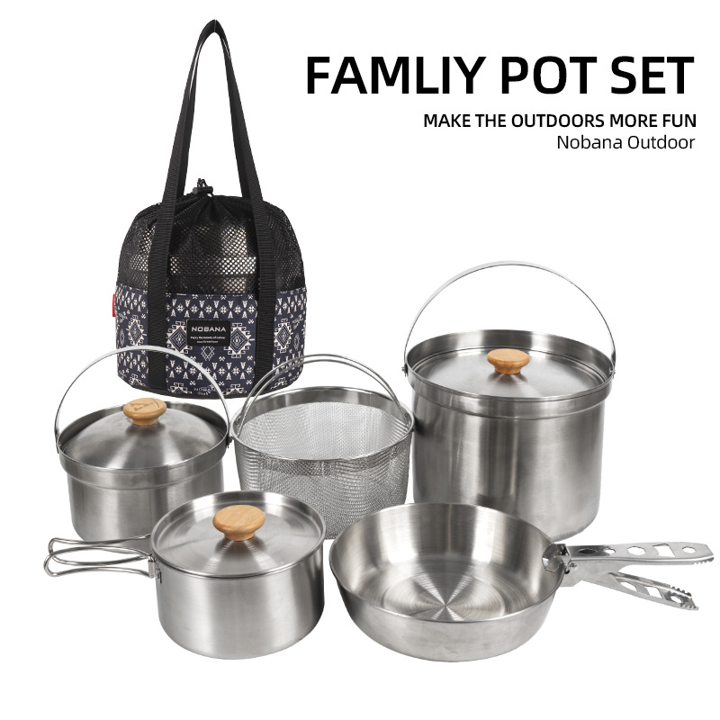 NOBANA Newest Outdoor Stainles - Camping Cooking Set With Bag บทวิจารณ์และราคา