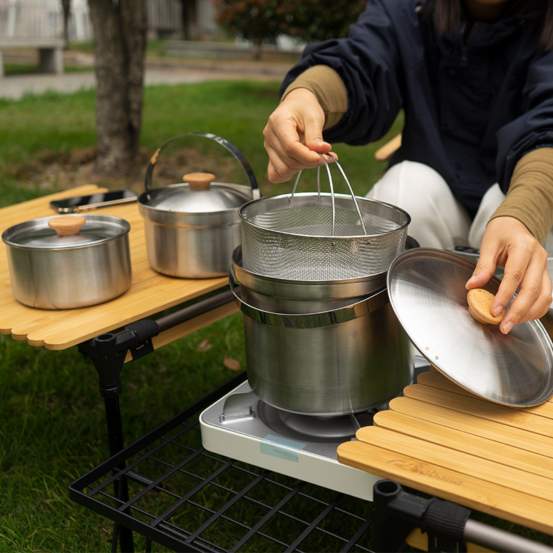 NOBANA Newest Outdoor Stainles - Camping Cooking Set With Bag บทวิจารณ์และราคา