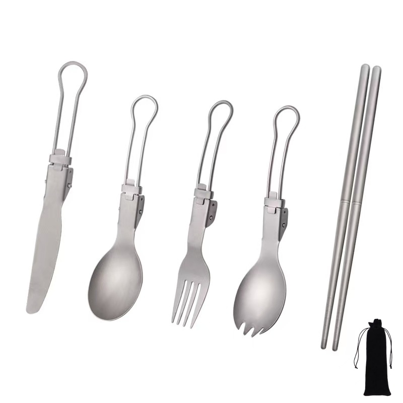 Titanium Foldable Utensil Set  - Camping Cooking Cutlery Set บทวิจารณ์และราคา