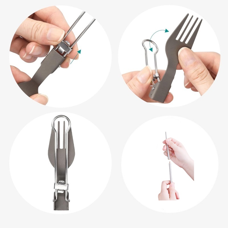 Titanium Foldable Utensil Set  - Camping Cooking Cutlery Set บทวิจารณ์และราคา