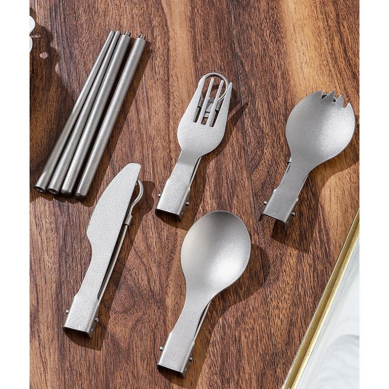 Titanium Foldable Utensil Set  - Camping Cooking Cutlery Set บทวิจารณ์และราคา
