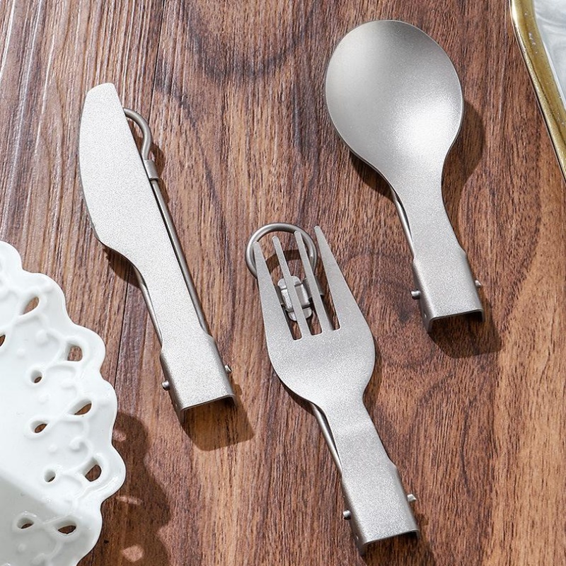 Titanium Foldable Utensil Set  - Camping Cooking Cutlery Set บทวิจารณ์และราคา