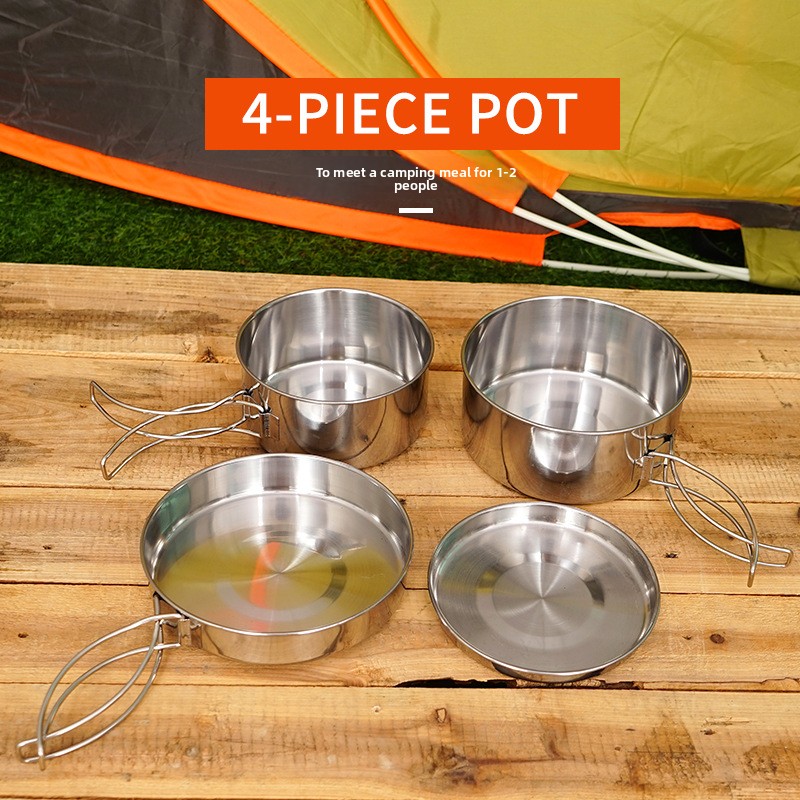 CLS 4-Piece Stainless Steel Ca - Camping Cooking And Dining Set บทวิจารณ์และราคา