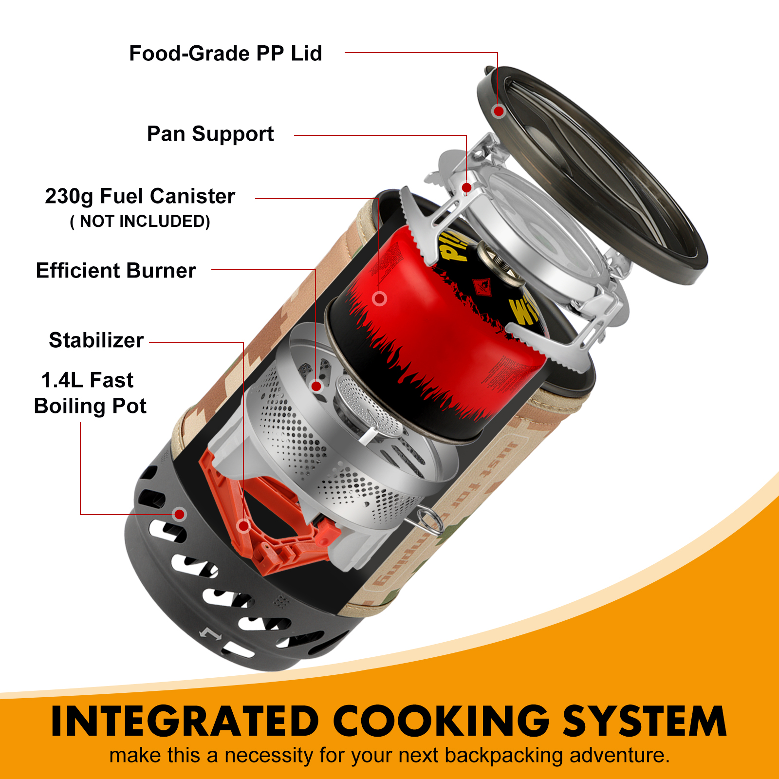 1.4L Portable Cooking System W - Camping Cooking One Pot บทวิจารณ์และราคา