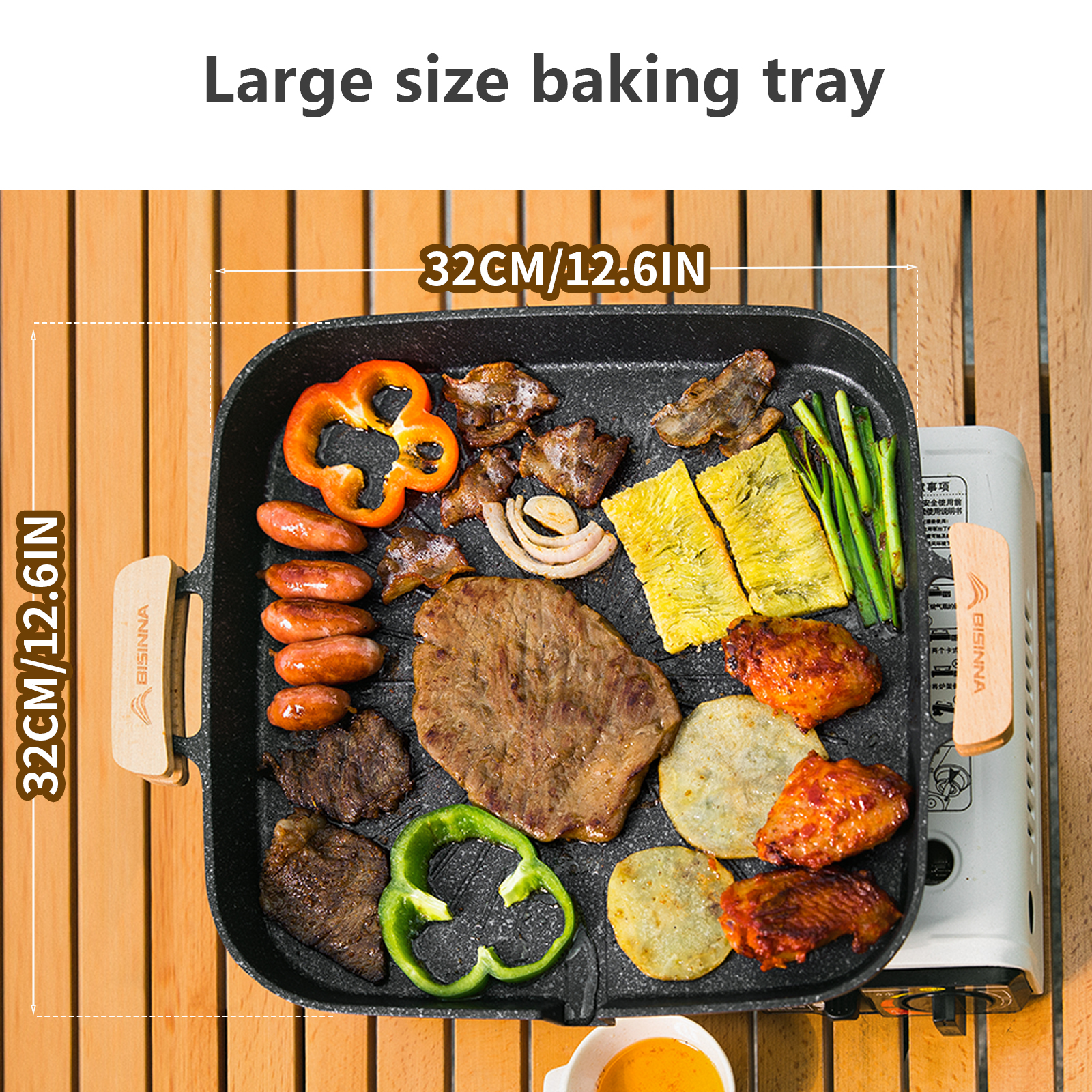 BISINNA Square BBQ Grill Pan N - Camping Cooking Frying Pan บทวิจารณ์และราคา