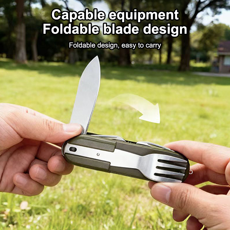 New Stainless Steel 7 In 1 Cam - Camping Cooking Cutlery Set บทวิจารณ์และราคา