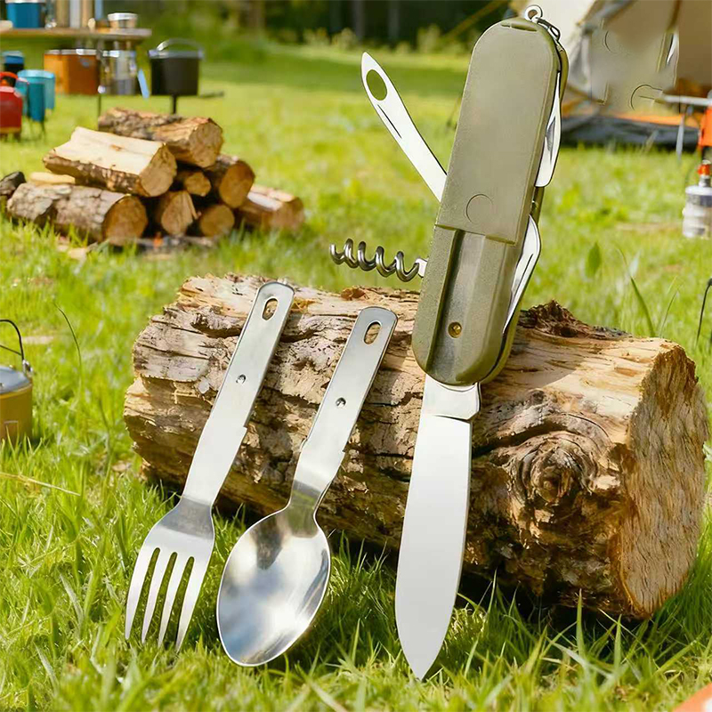 New Stainless Steel 7 In 1 Cam - Camping Cooking Cutlery Set บทวิจารณ์และราคา