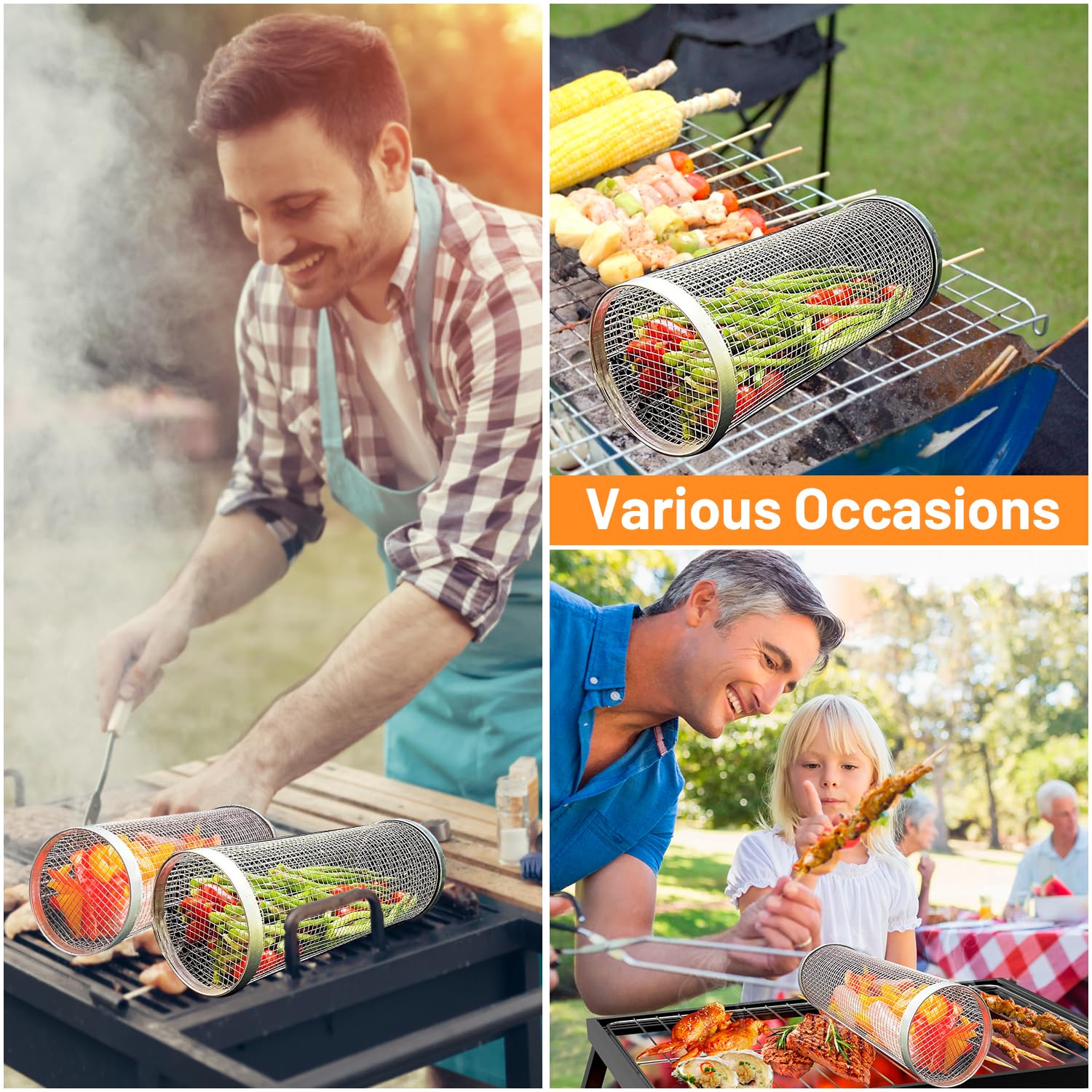 2 Pieces Rolling Grilling Bask - Camping Cooking Candle บทวิจารณ์และราคา