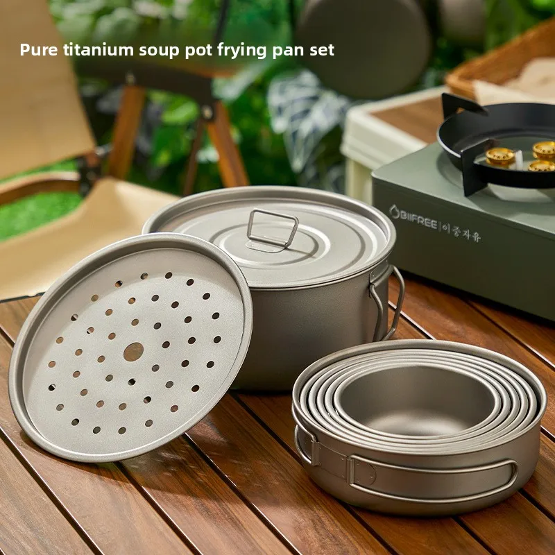 Titanium Outdoor Pot Set Picni - Camping Cooking Set With Bag บทวิจารณ์และราคา