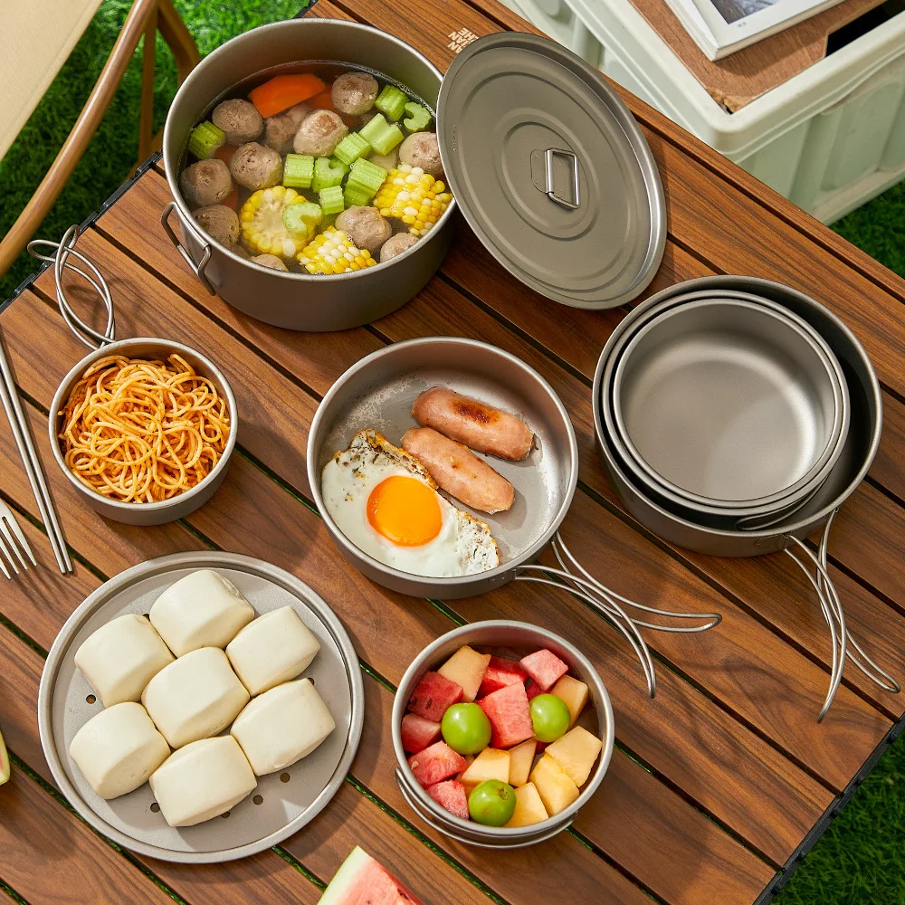 Titanium Outdoor Pot Set Picni - Camping Cooking Set With Bag บทวิจารณ์และราคา