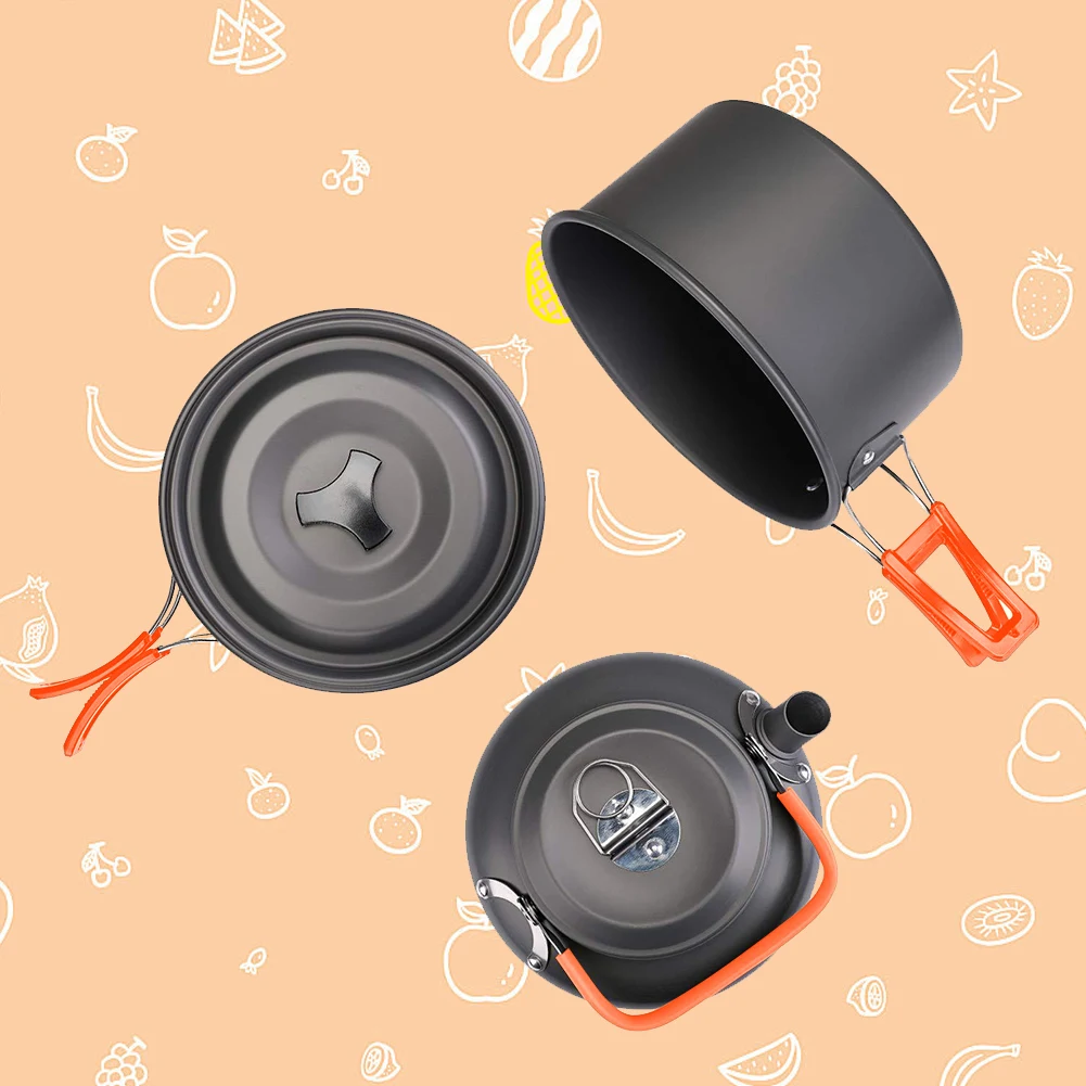 Camping Cookware Kit Kettle Po - Camping Cooking Pots And Pans Set บทวิจารณ์และราคา