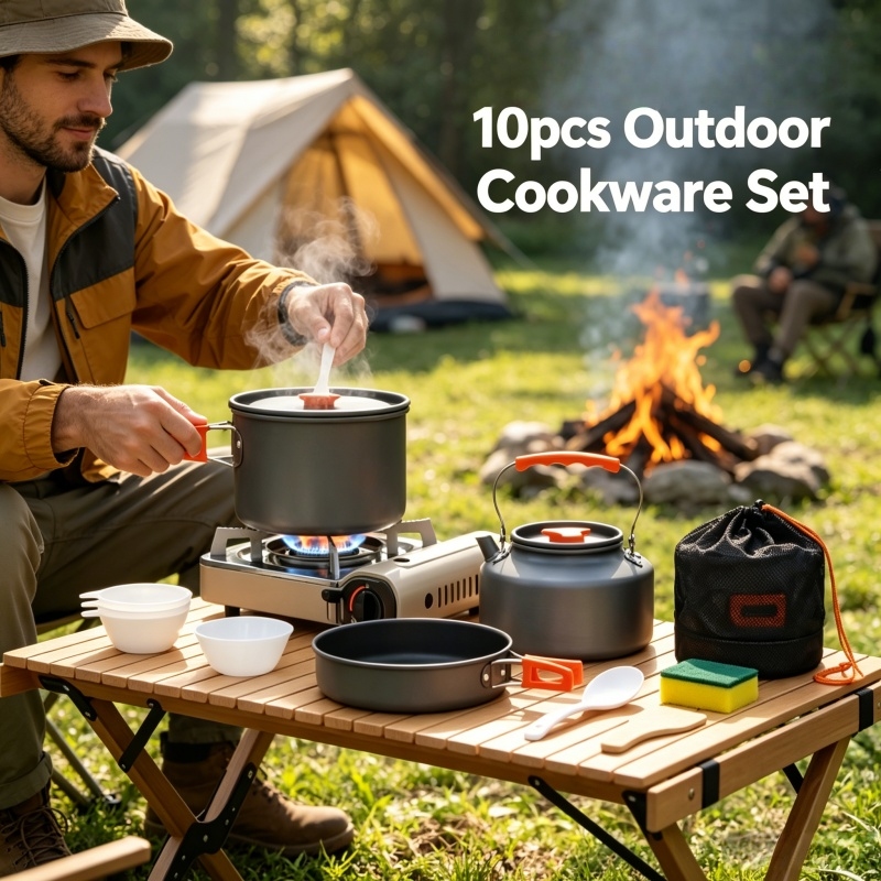 Camping Cookware Set Outdoor P - Camping Cooking And Dining Set บทวิจารณ์และราคา
