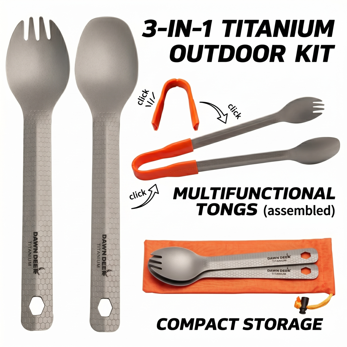 DAWN DEER 3-in-1 Titanium Spor - Camping Cooking And Dining Set บทวิจารณ์และราคา