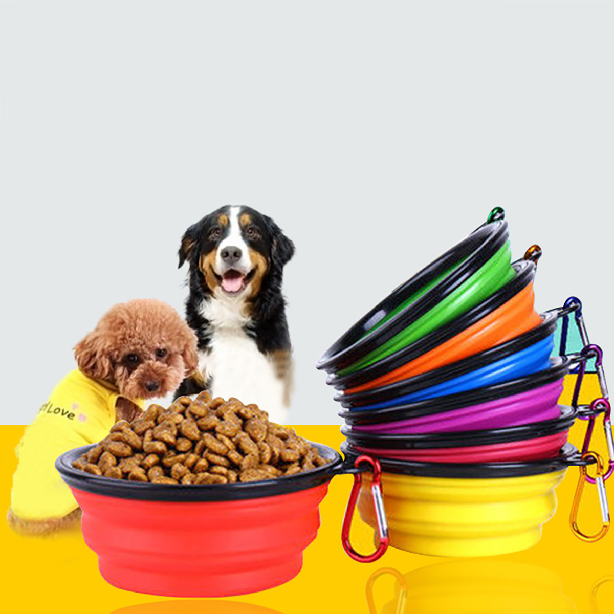 Collapsible Pet Silicone Dog F - Camping Cooking Meals บทวิจารณ์และราคา